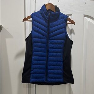 Blue and Black Women's Puffer Vest